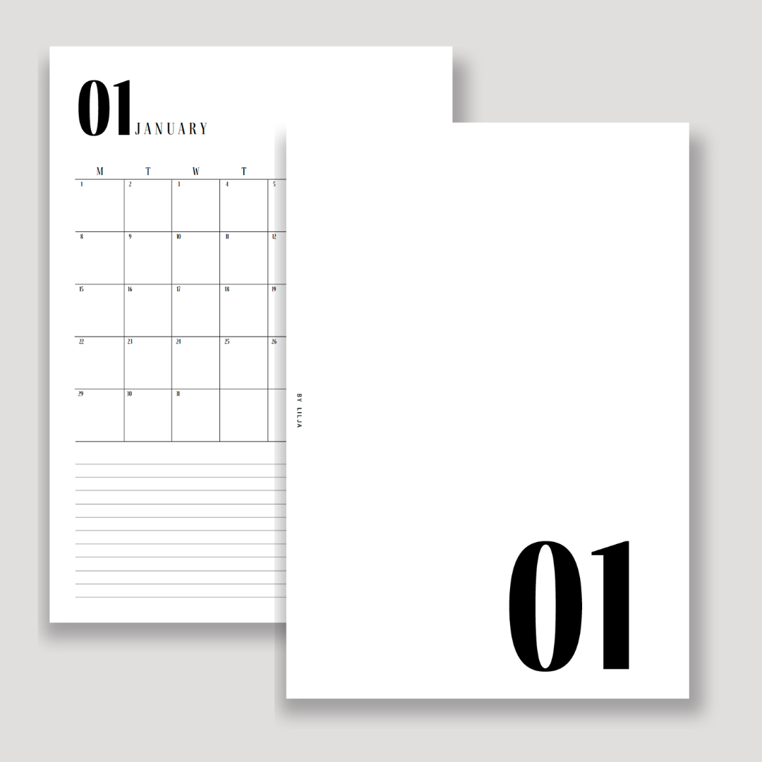 2025 | Month on one page