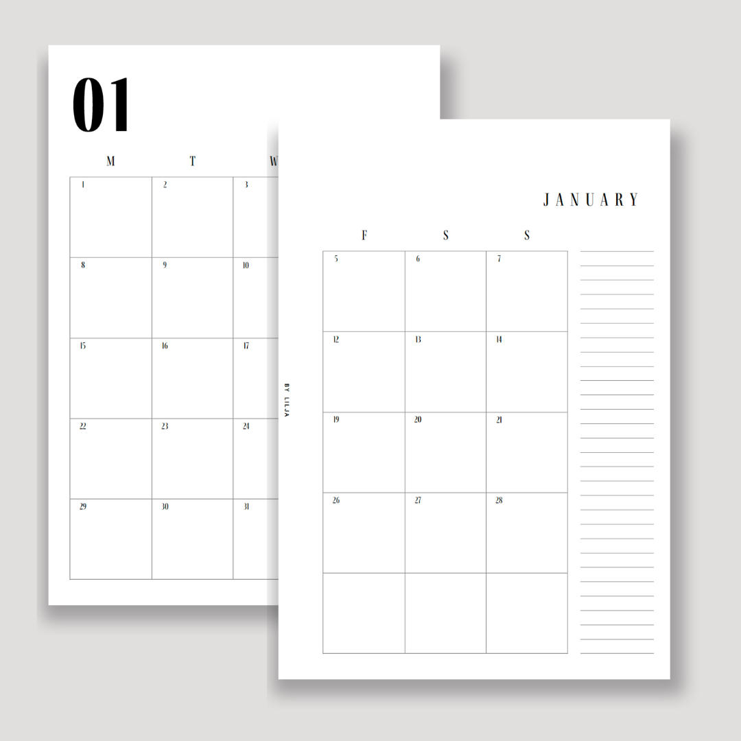 2025 | Month on two pages