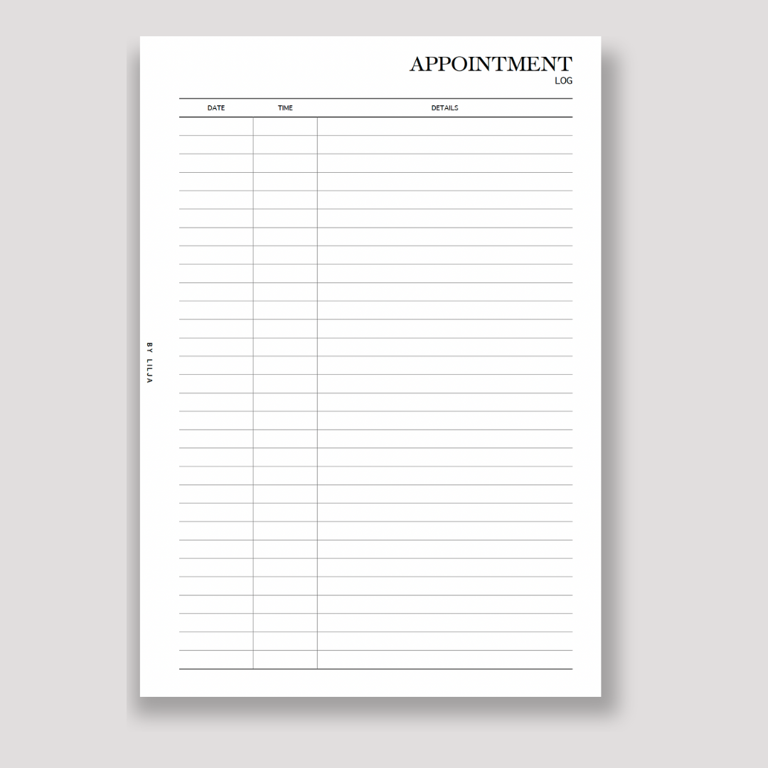 APPOINTMENT LOG